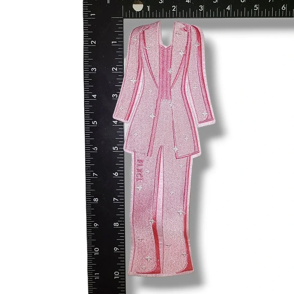 RLXCL Pink Pantsuit Embroidered‎ Patch 3M Peel Stick Iron On Rare
